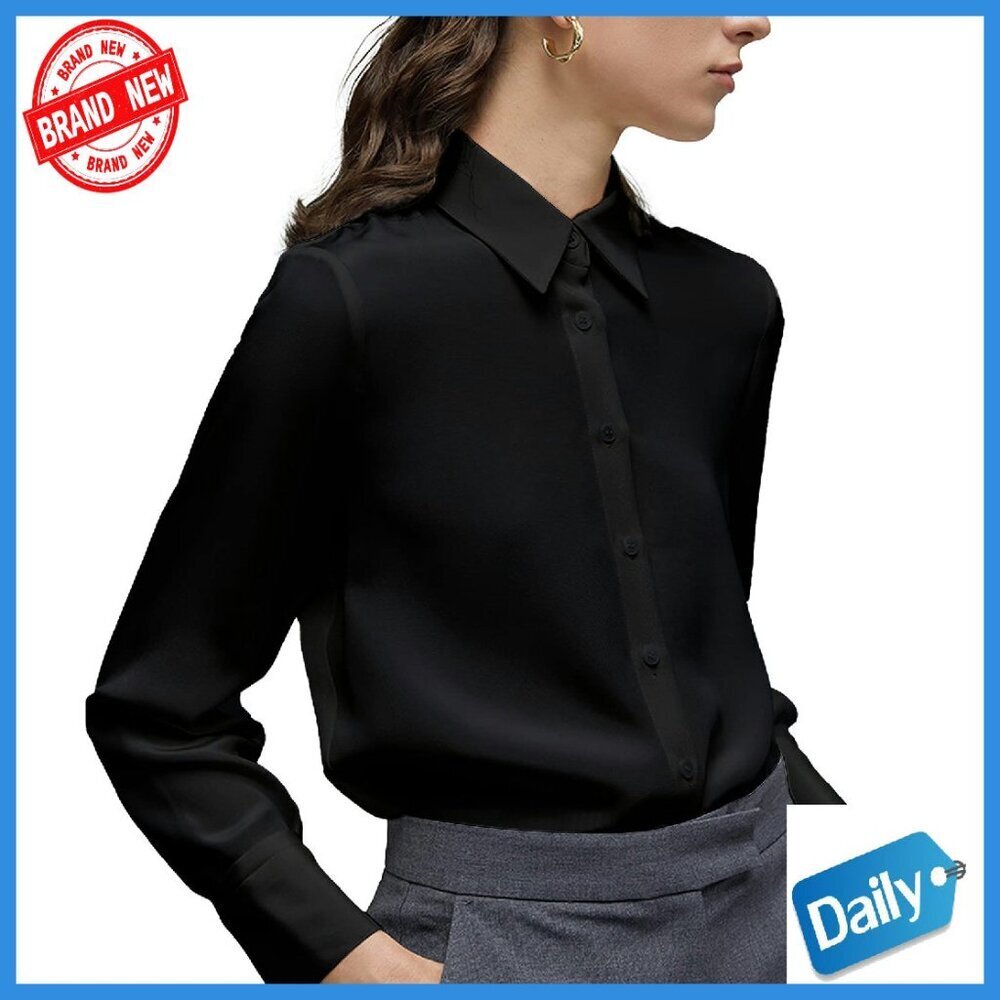 Long Sleeve Button Down Chiffon Blouse Work Office Tops